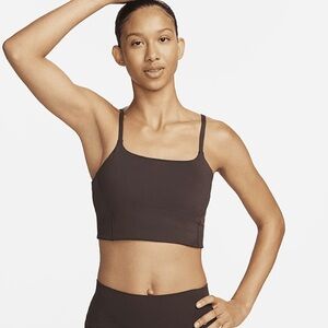 Nike One Convertible Light Support Long Line High Neck Brown Sports Bra Size M